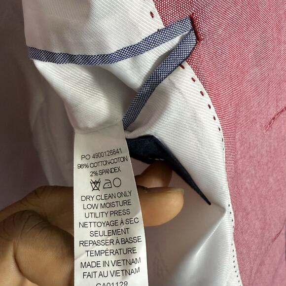 TOMMY HILFIGER Mens Blazer Sport Coat Jacket 38R Pink Cotton Two Button NEW - Picture 2 of 5